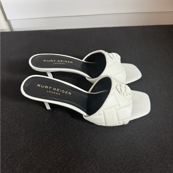 Kurt Geiger London Kensington White Quilted Leather Mules - Picture 3 of 4
